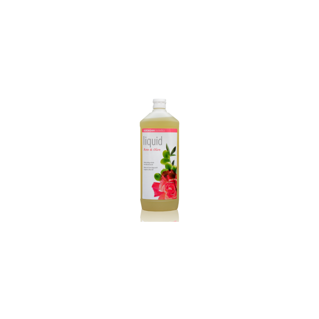 Органическое мыло Rose-Olive жидкое, тонизирующее с розовым и оливковым маслами 1л, SODASAN
