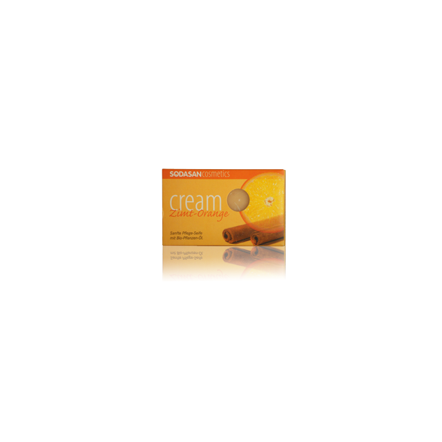 Органическое мыло-крем Cinnamon-Orange для лица с маслами Ши, Корицы и Апельсина 100г, SODASAN 