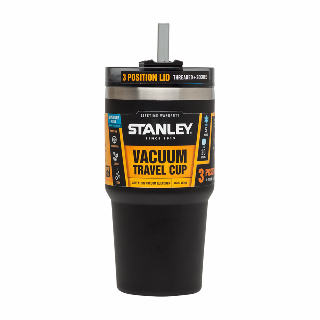 Термочашка с соломинкой Stanley Quencher Matte 0.6, черная, NEW