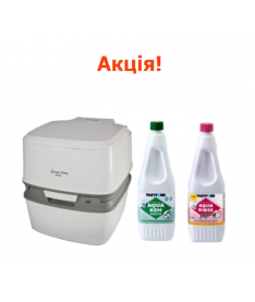 Комплект Біотуалет  Thetford Porta Potti 165 + Aqua Kem Green 1,5 л + Aqua Rinse 1,5 л
