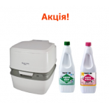 Комплект Биотуалет Thetford Porta Potti 165 + Aqua Kem Green 1,5л + Aqua Rinse 1,5л