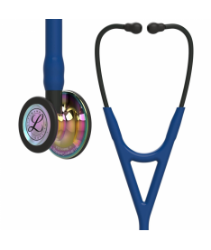 Стетоскоп Cardiology IV Littmann 6242 тёмно-синего цвета с зеркальной радужной головкой на чёрной ножке