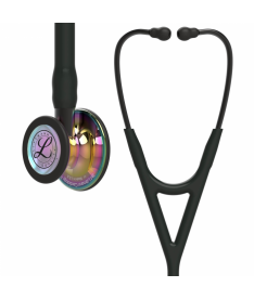 Стетоскоп Cardiology IV Littmann чёрный с зеркальной радужной головкой на дымчатой ножке
